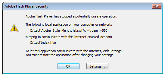 flash player security message