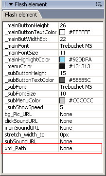 XML flash menu