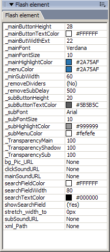 menu properties