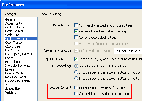 dreamweaver Preferences
